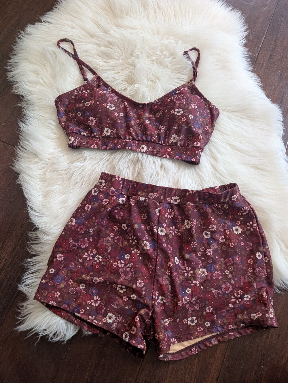 Bundle! Geode Charlotte Ditsy Floral Scoop Neck Tankini Top High Waisted Shorts